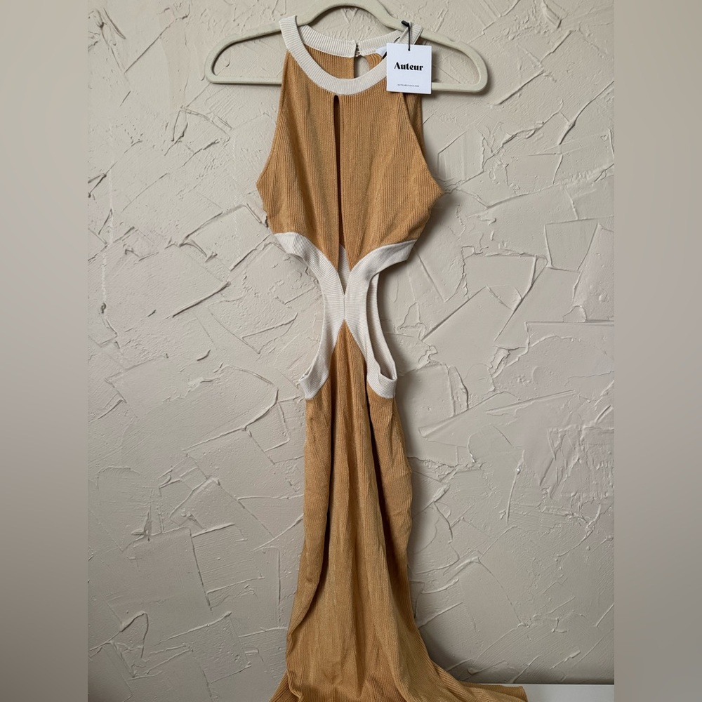Auteur studio BRIDGET DRESS - CAMEL/CREAM size large - Picture 4 of 5